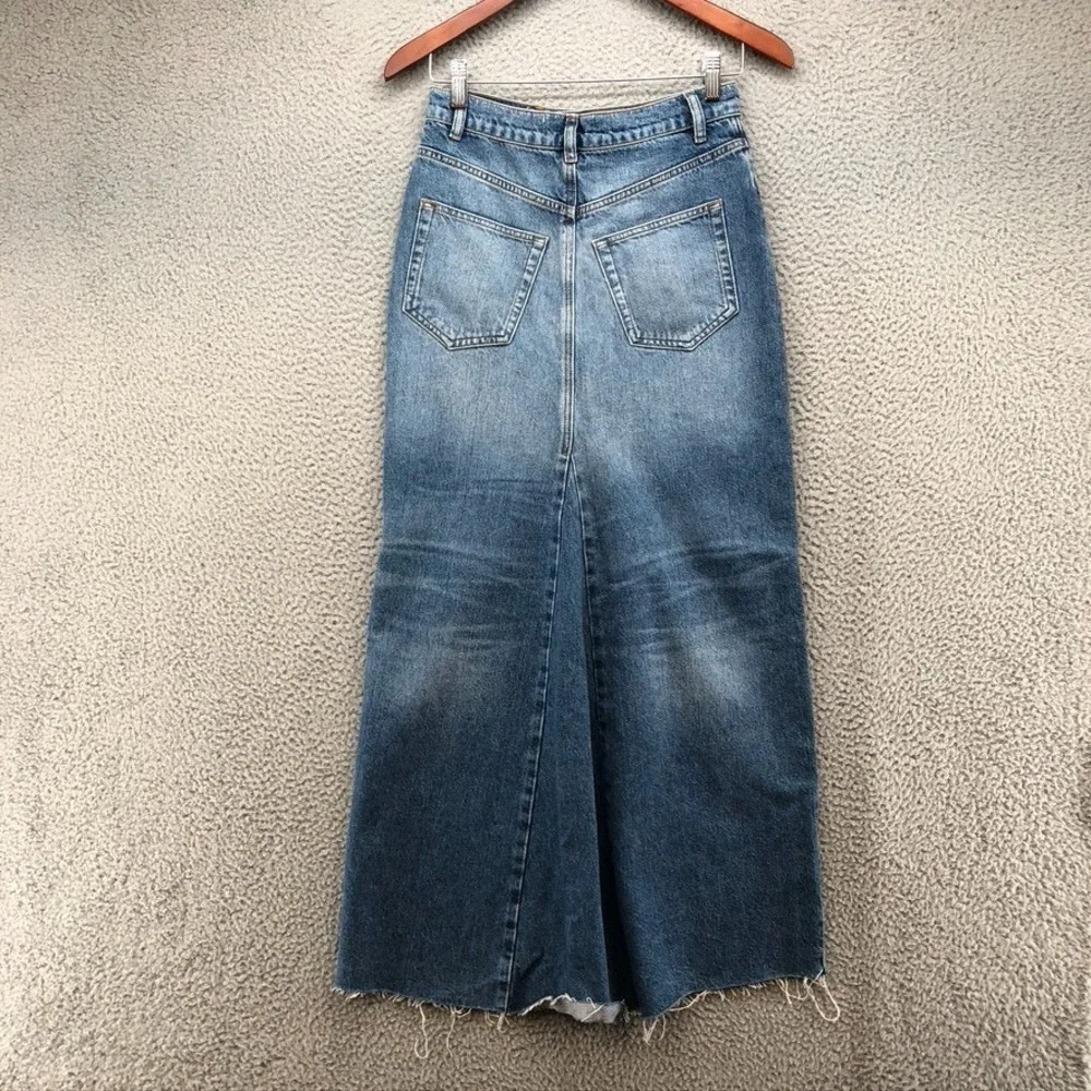 Reformation Jeans‎ Tazz Maxi Denim Skirt Womens 24 00 Hemlock Blue Sustainable